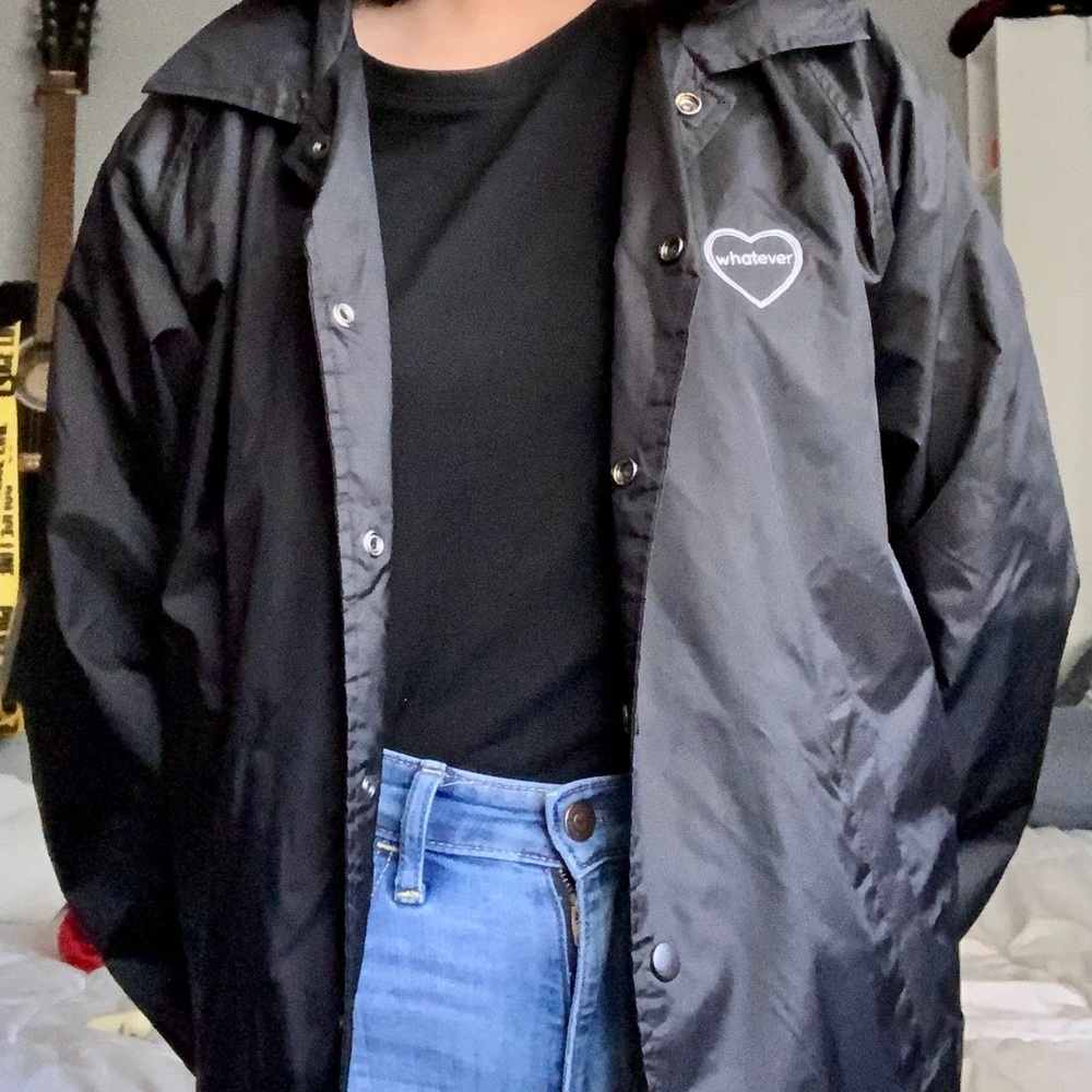 Black raincoat/windbreaker